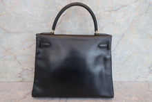Load image into Gallery viewer, HERMES KELLY 28 Box carf leather Black Hand bag 700120003

