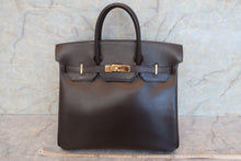 将图片加载到图库查看器，HERMES HAUT A COURROIRE 32 Box carf leather Chocolat □C刻印 Hand bag 600100102
