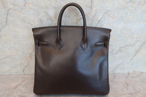 HERMES HAUT A COURROIRE 32 Box carf leather Chocolat □C刻印 Hand bag 600100102