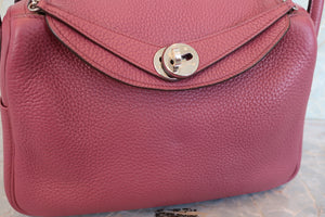 HERMES LINDY 26 Clemence leather Bois de rose □O Engraving Shoulder bag 700090106