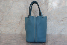 将图片加载到图库查看器，HERMES PICOTIN LOCK PM Clemence leather Blue jean □M刻印 Hand bag 600090158
