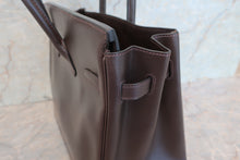 将图片加载到图库查看器，HERMES HAUT A COURROIRE 32 Box carf leather Chocolat □C刻印 Hand bag 600100102
