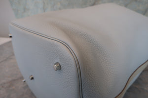 HERMES／エルメス ピコタンロックタッチTGM トリヨンクレマンス/ヴォースイフト ブルーペール/パールグレー □R刻印 ハンドバッグ 700070007