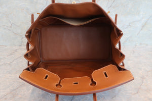 HERMES BIRKIN 40 Graine Couchevel leather Gold 〇X Engraving Hand bag 600030129