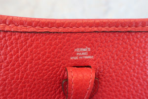 HERMES EVELYNE TPM Clemence leather Rouge garance □O Engraving Shoulder bag 600080108