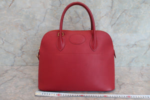 HERMES BOLIDE 35 Graine Couchevel leather Rouge vif 〇Y Engraving Hand bag 500090033