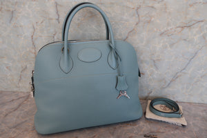 HERMES BOLIDE 35 Clemence leather Ciel □M Engraving Shoulder bag 700090076