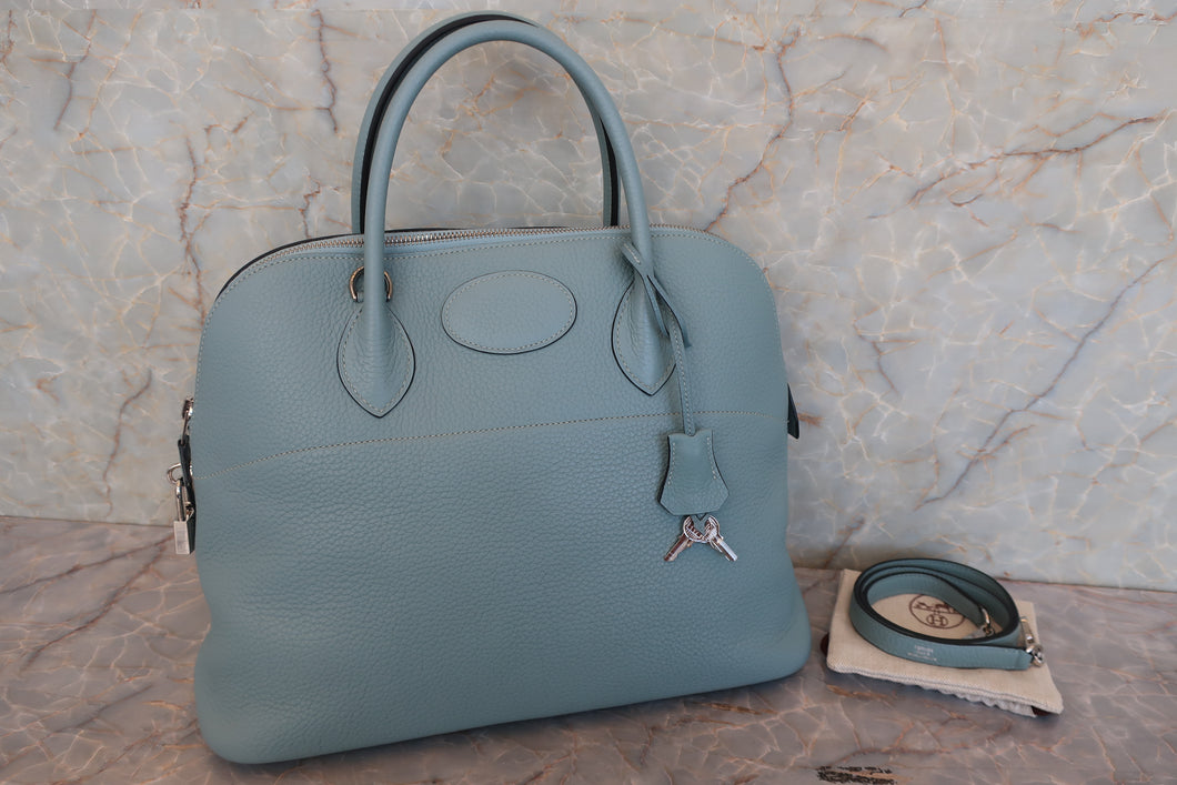 HERMES BOLIDE 35 Clemence leather Ciel □M Engraving Shoulder bag 700090076