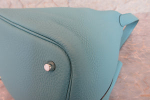 HERMES PICOTIN LOCK MM Clemence leather Blue atoll X Engraving Hand bag 700060064