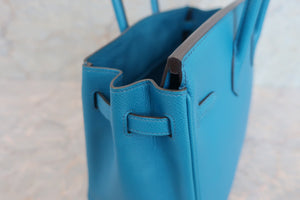 HERMES BIRKIN 25 Epsom leather Blue izmir □Q刻印 Hand bag 600050174