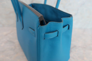 HERMES BIRKIN 25 Epsom leather Blue izmir □Q Engraving Hand bag 600050174