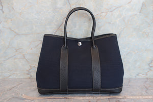 HERMES／エルメス ガーデンパーティTPM トワルオフィシェ/レザー ブラック □O刻印 ショルダーバッグ 700060248