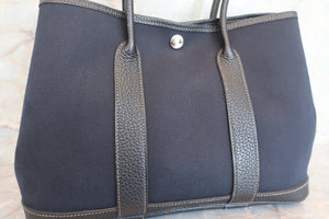 HERMES／エルメス ガーデンパーティTPM トワルオフィシェ/レザー ブラック □O刻印 ショルダーバッグ 700060248