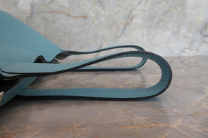 HERMES PICOTIN LOCK MM Clemence leather Blue atoll X Engraving Hand bag 700060064