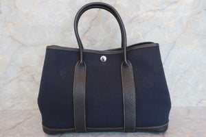 HERMES／エルメス ガーデンパーティTPM トワルオフィシェ/レザー ブラック □O刻印 ショルダーバッグ 700060248