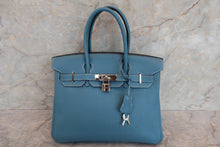 Load image into Gallery viewer, HERMES BIRKIN 30 Togo leather Blue jean □M Engraving Hand bag 700020022
