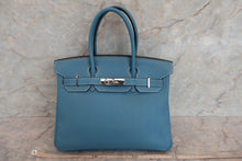 Load image into Gallery viewer, HERMES BIRKIN 30 Togo leather Blue jean □M Engraving Hand bag 700020022
