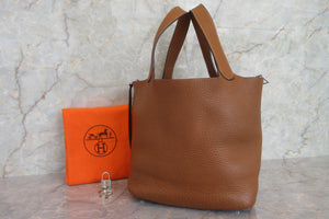 HERMES／エルメス ピコタンロックＭＭ トリヨンクレマンス ゴールド □M刻印 ハンドバッグ 700050064