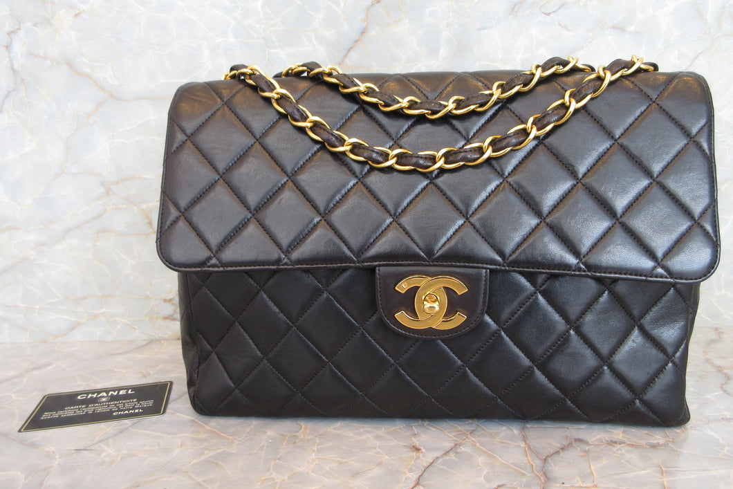 CHANEL/香奈儿 中号CF 单盖包 链条包 羊皮 Black/Gold hadware(黑色/金色金属) 肩背包 700020018