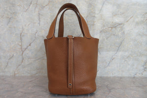 HERMES／エルメス ピコタンロックＭＭ トリヨンクレマンス ゴールド □M刻印 ハンドバッグ 700050064