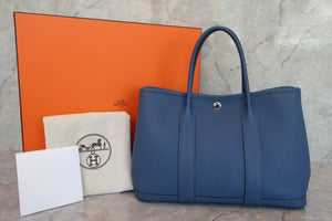 HERMES GARDEN PARTY TPM Negonda leather Blue brighton C Engraving Tote bag 600080075