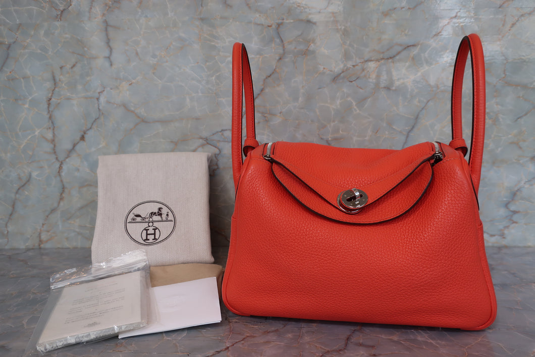 HERMES／エルメス リンディ26 トリヨンクレマンス オレンジポピー X刻印 ショルダーバッグ 700100134