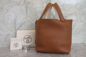HERMES PICOTIN LOCK Eclat MM Clemence leather/Swift leather Gold/Nata Y刻印 Hand bag 700050196