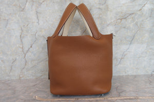 HERMES PICOTIN LOCK Eclat MM Clemence leather/Swift leather Gold/Nata Y刻印 Hand bag 700050196