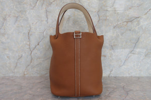 HERMES PICOTIN LOCK Eclat MM Clemence leather/Swift leather Gold/Nata Y刻印 Hand bag 700050196