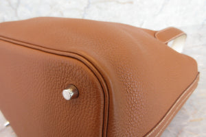 HERMES PICOTIN LOCK Eclat MM Clemence leather/Swift leather Gold/Nata Y刻印 Hand bag 700050196