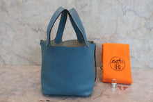 将图片加载到图库查看器，HERMES PICOTIN LOCK PM Clemence leather Blue jean □N刻印 Hand bag 800030156
