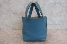 将图片加载到图库查看器，HERMES PICOTIN LOCK PM Clemence leather Blue jean □N刻印 Hand bag 800030156
