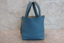 将图片加载到图库查看器，HERMES PICOTIN LOCK PM Clemence leather Blue jean □N刻印 Hand bag 800030156
