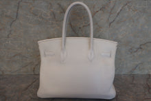 将图片加载到图库查看器，HERMES BIRKIN 30 Clemence leather White □J刻印 Hand bag 600090159
