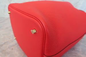 HERMES PICOTIN LOCK MM Clemence leather Rouge de Coeur D Engraving Hand bag 700090109