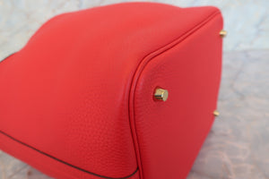 HERMES PICOTIN LOCK MM Clemence leather Rouge de Coeur D Engraving Hand bag 700090109