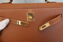 将图片加载到图库查看器，HERMES KELLY 32 Graine Couchevel leather Gold □C刻印 Shoulder bag 600100131
