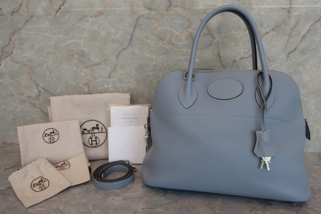 HERMES／BOLIDE 31 Clemence leather Blue lin □Q刻印 Shoulder bag 600080105