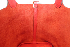 HERMES PICOTIN LOCK MM Clemence leather Rouge de Coeur D Engraving Hand bag 700090109