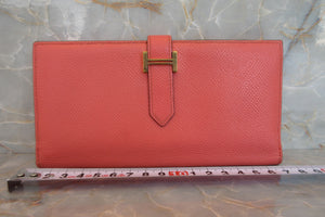 HERMES  Bearn Soufflet Epsom leather Crevette □Q刻印 Wallet 700040052