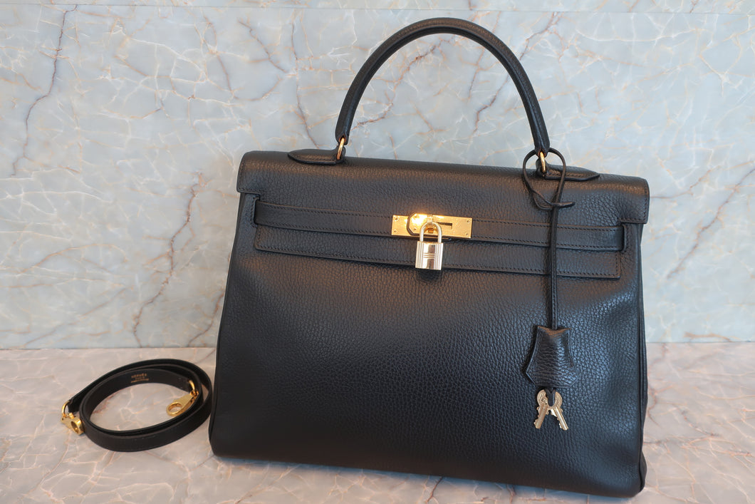 HERMES KELLY 35 Ardennes leather Black 〇W刻印 Shoulder bag 600090148