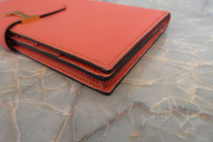 HERMES  Bearn Soufflet Epsom leather Crevette □Q刻印 Wallet 700040052