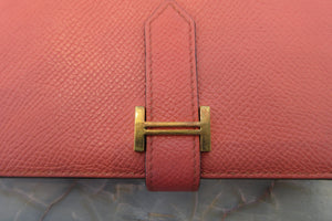 HERMES  Bearn Soufflet Epsom leather Crevette □Q刻印 Wallet 700040052