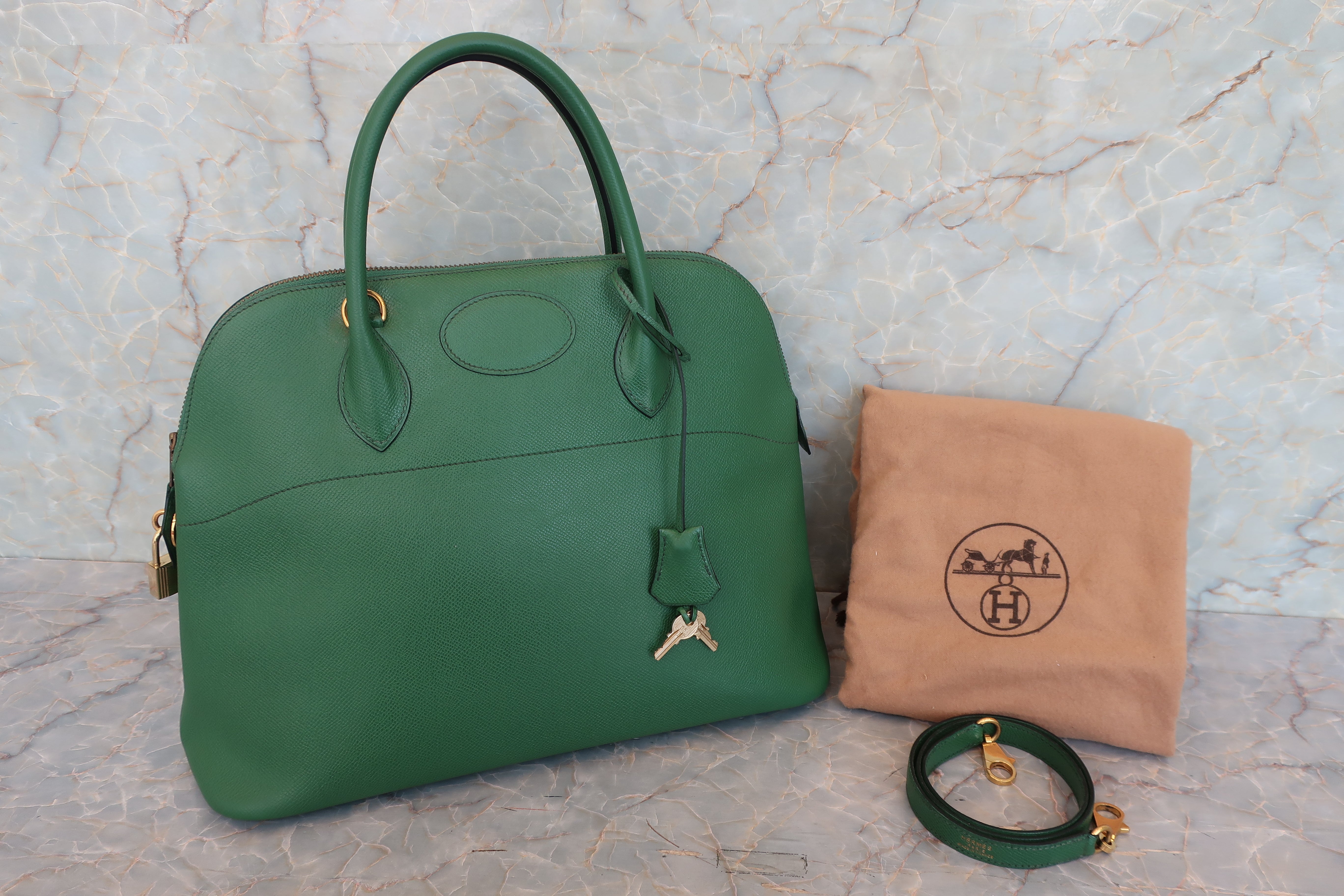 HERMES／エルメス ボリード35 クシュベル グリーン 〇V刻印 ショルダー