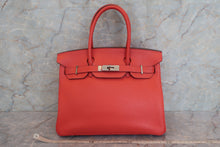 将图片加载到图库查看器，HERMES BIRKIN 30  Clemence leather Rouge pivoine □R刻印 Hand bag 600100176
