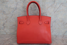 将图片加载到图库查看器，HERMES BIRKIN 30  Clemence leather Rouge pivoine □R刻印 Hand bag 600100176
