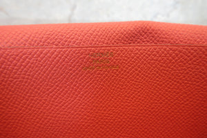 HERMES  Bearn Soufflet Epsom leather Crevette □Q刻印 Wallet 700040052
