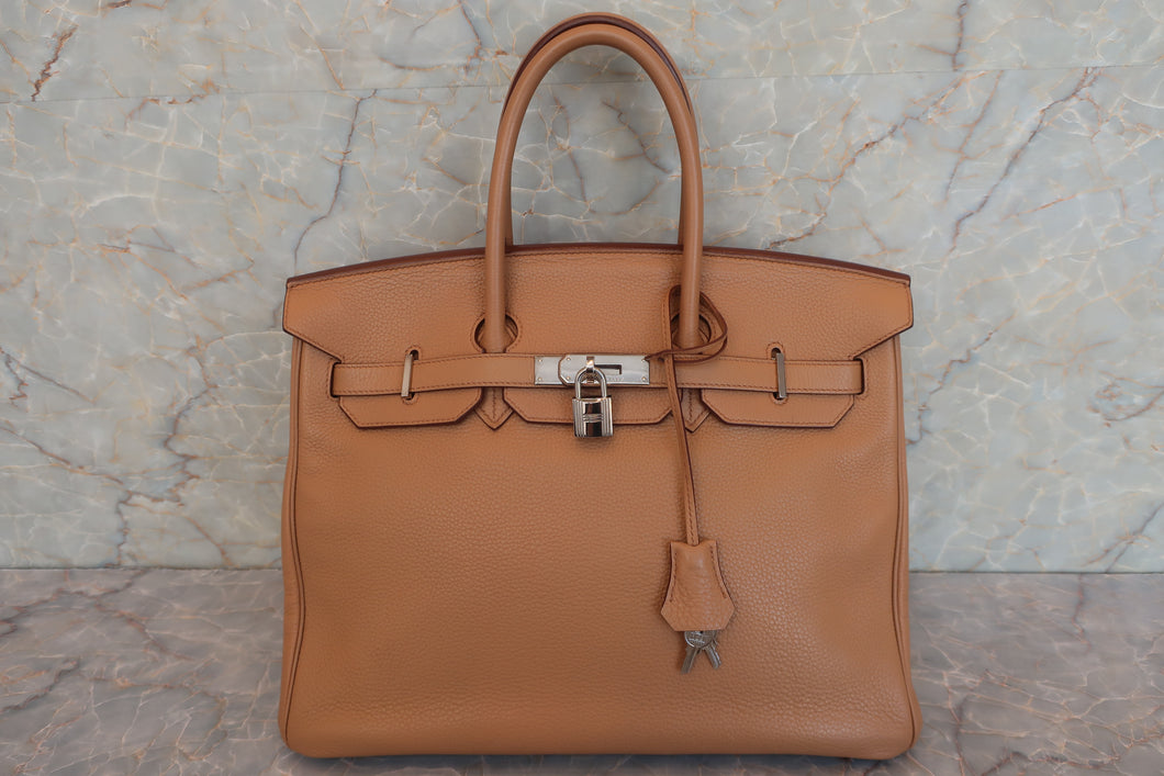 HERMES BIRKIN 35 Clemence leather Tabac camel □L Engraving Hand bag 60008099