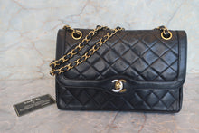 画像をギャラリービューアに読み込む, CHANEL/シャネル パリ限定マトラッセダブルフラップチェーンショルダーバッグ ラムスキン ブラック/ゴールド金具 ショルダーバッグ 800010016

