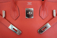 将图片加载到图库查看器，HERMES BIRKIN 30  Clemence leather Rouge pivoine □R刻印 Hand bag 600100176
